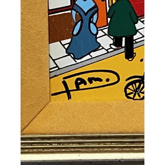 French Street Scene Painting Sacre Coeur Montmartre Paris Folk Art Style Signed - Picture 7 of 10